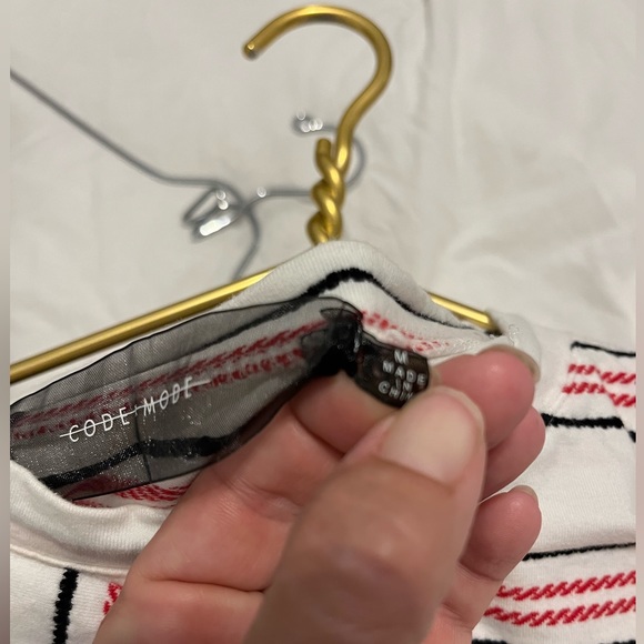 Code Mode puffy sleeve T-shirt striped size Med - Picture 3 of 5